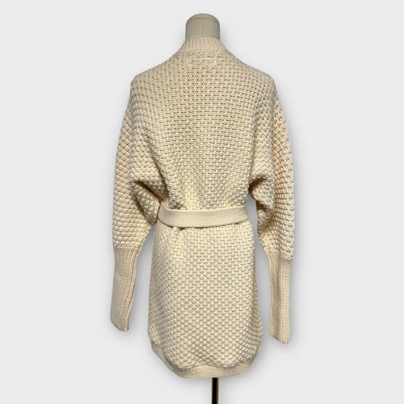 Rag & Bone Cream 100% Merino Wool Chunky Knit Belted Cardigan Sweater Size  6 - Picture 3 of 7